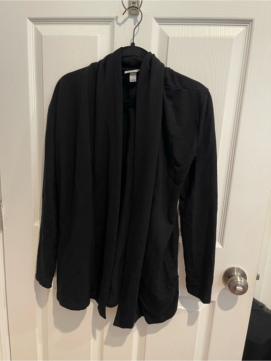 Sweaters - Black Open Front Draped Cardigan